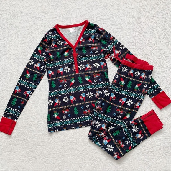 Hanna Andersson‎ Women's Organic Cotton Longsleeve PJ Set, Gnome Sweet Gnome - Picture 1 of 2